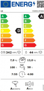 LG F4DR913P3WA elöltöltős mosó- és szárítógép fehér