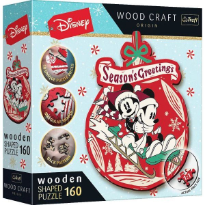 Trefl Puzzle Wood Craft: Disney, Mickey és Minnie karácsonya - 160 darabos puzzle fából (227265/20192)