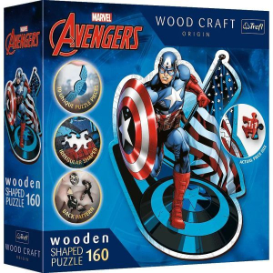 Trefl Puzzle Wood Craft: Bosszúállók, Amerika kapitány- 160 darabos puzzle fából (227271/20194)