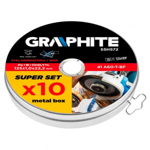 Graphite 41 A60-T-BF vágókorong fémekhez 125X1.0X22.2mm, 10db (55H572)