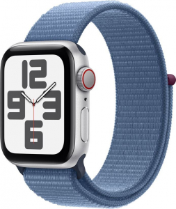 Apple Watch SE (2023) (GPS + Cellular) 40mm ezüst alumíniumtok, télkék sportpánt (MRGQ3QF/A)