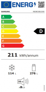 Samsung RB38C6B1DS9/EF alulfagyaszt&oacute;s hűtőszekr&eacute;ny inox