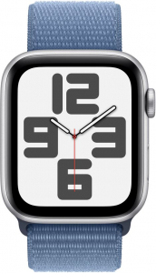 Apple Watch SE (2023) (GPS + Cellular) 44mm ezüst alumíniumtok, télkék sportpánt (MRHM3QF/A)