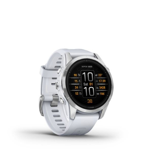 Garmin Epix Pro (Gen 2) okosóra 42 mm, ezüst, fehérkő szilikon szíjjal (010-02802-01)