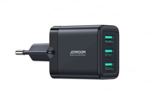 JOYROOM hálózati töltő 3xUSB-A aljzat (5V / 3.4A, gyorstöltés támogatás) fekete (JR-TCN02)