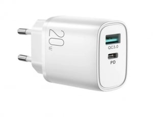 JOYROOM hálózati töltő USB-A - USB-C aljzat (5V/3A, 20W, PD gyorstöltő 3.0) fehér (L-QP2011_W)