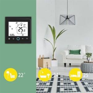 SMARTZILLA Tuya okos termosztát Fan Coil rendszerhez fekete (2044103)