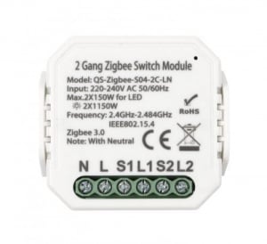 SMARTZILLA Tuya Zigbee kapcsoló mögé rejthető 2 csatornás kapcsoló okosító (N) 82046402-2N)