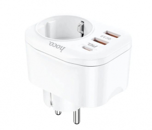 HOCO NS3 hálózati töltő USB-C - 2xUSB/hálózati aljzat (20W, PD gyorstöltő 3.0) fehér (NS3_WHITE)