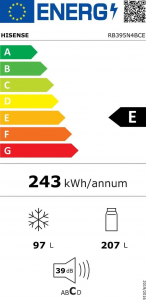 Hisense RB395N4BCE alulfagyasztós hűtőszekrény inox