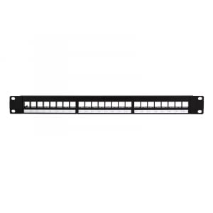 Logilink patch panel 24 Keystone jack csatlakozóhoz, 1U, 19", terheletlen fekete (NK4065)