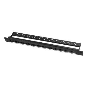 Logilink patch panel 24 Keystone jack csatlakozóhoz, 1U, 19", terheletlen fekete (NK4065)