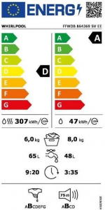 Whirlpool FFWDB 864369 SV EE mosó-szárítógép fehér