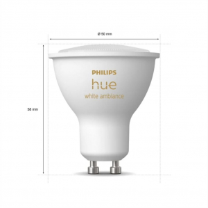 Philips Hue White Ambiance LED fényforrás GU10 4.3W 2db/cs + Philips Hue Dimmer Switch EU/UK v2 (PHL23026set)