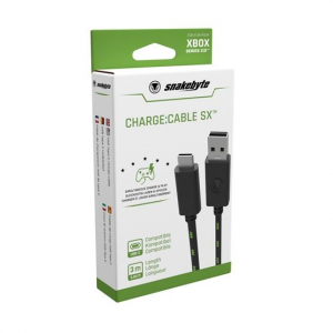 snakebyte Xbox Series X USB-A - USB-C t&ouml;ltő fekete-z&ouml;ld 3m (SB916274)