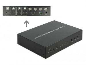 Delock KVM 4az1-ben Multiview technol&oacute;gi&aacute;j&uacute; kapcsol&oacute; 4db HDMI &eacute;s USB 2.0 csatlakoz&oacute; fel&uuml;lettel (11488)