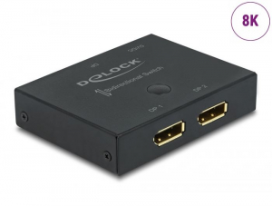 Delock DisplayPort 2 - 1 kapcsoló kétirányú 8K, 30Hz (11478)