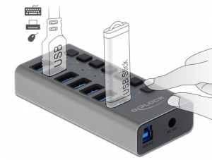 Delock 7 portos kapcsolós USB 3.0 HUB (63669)