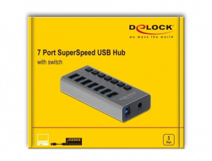 Delock 7 portos kapcsolós USB 3.0 HUB (63669)