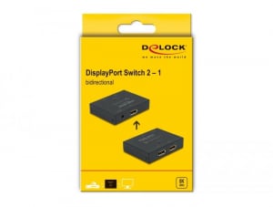 Delock DisplayPort 2 - 1 kapcsoló kétirányú 8K, 30Hz (11478)