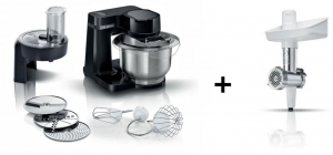 Bosch MUMS2EB01 konyhai robotgép fekete + Bosch MUZS2FWW húsdaráló