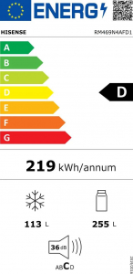 Hisense RM469N4AFD1 alulfagyasztós hűtőszekrény fekete