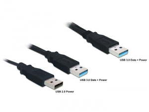 DeLock DL82908 USB 3.0-A apa -> USB 3.0-A apa + USB 2.0-A apa kábel