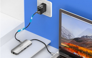 Vention USB-C - HDMI, USB-C, 2x USB3.0, RJ45, SD, TF, TRRS 3.5mm, PD dokkoló állomás 0,15m szürke (TOMHB)