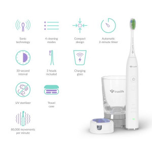 TrueLife GL UV elektromos fogkefe indukciós pohártöltővel - 4 pótfejjel (TLSBGLUV)