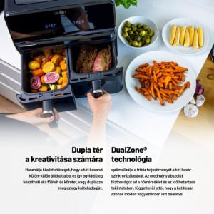 Lauben DualZone® Air Fryer 8000BC - Kétzónás forró levegős fritőz (LBAFMDZAF80BA)