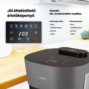 Lauben Glass&SteamAir® Fryer 4500BG Forró levegős fritőz üvegkosaras (LBAFMGSAF45BA)