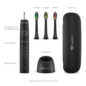 TrueLife SonicBrush Compact Elektromos fogkefe szett fekete (TLSBCB)
