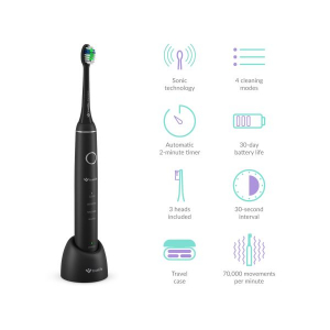 TrueLife SonicBrush Compact Elektromos fogkefe szett fekete (TLSBCB)