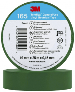 3M Temflex 165 165GR6E vinil szigetelőszalag, zöld, 25 m x 19 mm