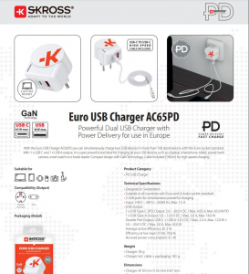 SKROSS Euro USB Charger AC65PD hálózati töltő (1.302425)