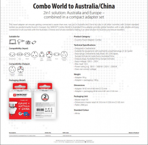 SKROSS Combo World to Australia/China utazó adapter (1.500210-E)