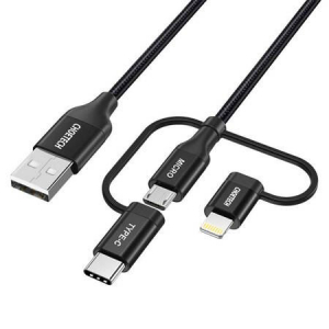 Choetech 3in1 USB-A -> Lightning/Micro USB/USB-C kábel 1,2m fekete (IP0030)