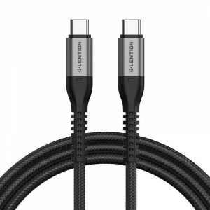 Lention USB-C - USB-C kábel 2m fekete (CB-CCT-60W2MGRY-DS1)