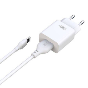 XO L99 USB-A hálózati töltő + USB-A - Lightning kábel fehér (6920680827923)