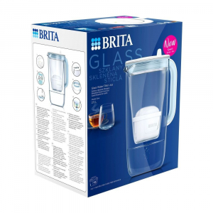 Brita Glass Jug üveg vízszűrő kancsó 2.5 liter világoskék (1050452) + 1db Maxtra Pro szűrő