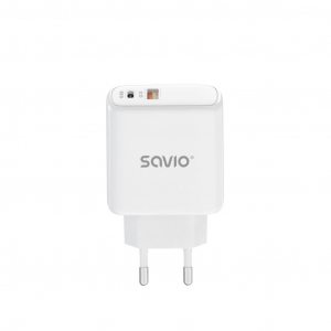 Savio LA-06 hálózati gyorstöltő USB-A+C 30W fehér