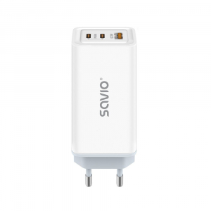 Savio LA-07 hálózati gyorstöltő USB-A+C 65W fehér