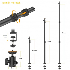 Ulanzi Vijim LS03 asztalra rögzíthető teleszkópos állvány 1/4-es gömbfejjel és mobiltelefon tartóval (UL-2574)