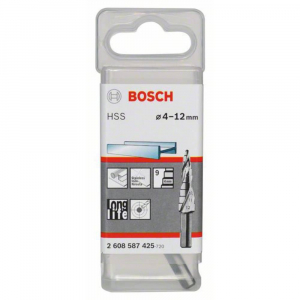 Bosch Accessories HSS Fokozatfúró 4 - 12 mm Teljes hossz 66.5 mm 3 oldalú szár 9 db 323227