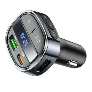 Hoco E70 Bluetooth FM transzmitter USB-A &eacute;s USB-C t&ouml;ltőportokkal