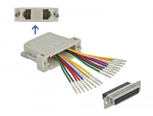Delock D-Sub 25 tűs krimp anya - 2 x RJ45 anya eszk&ouml;zk&eacute;szlettel b&eacute;zs (66834)