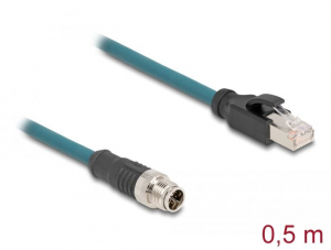 Delock M12 adapter kábel X-kódolt 8 tűs apa - RJ45 apa 50 cm (60077)