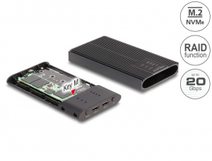 Delock USB 20 Gbps külső ház 2 db. M.2 NVMe PCIe SSD számára (42022)