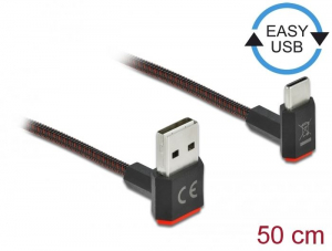 Delock EASY-USB 2.0 kábel A-típusú csatlakozódugó - USB Type-C  0,5m (85275)