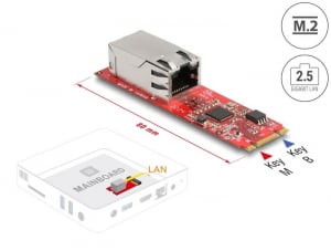 Delock M.2 B+M - 1 x RJ45 2,5 Gigabit LAN csatlakozó (62985)